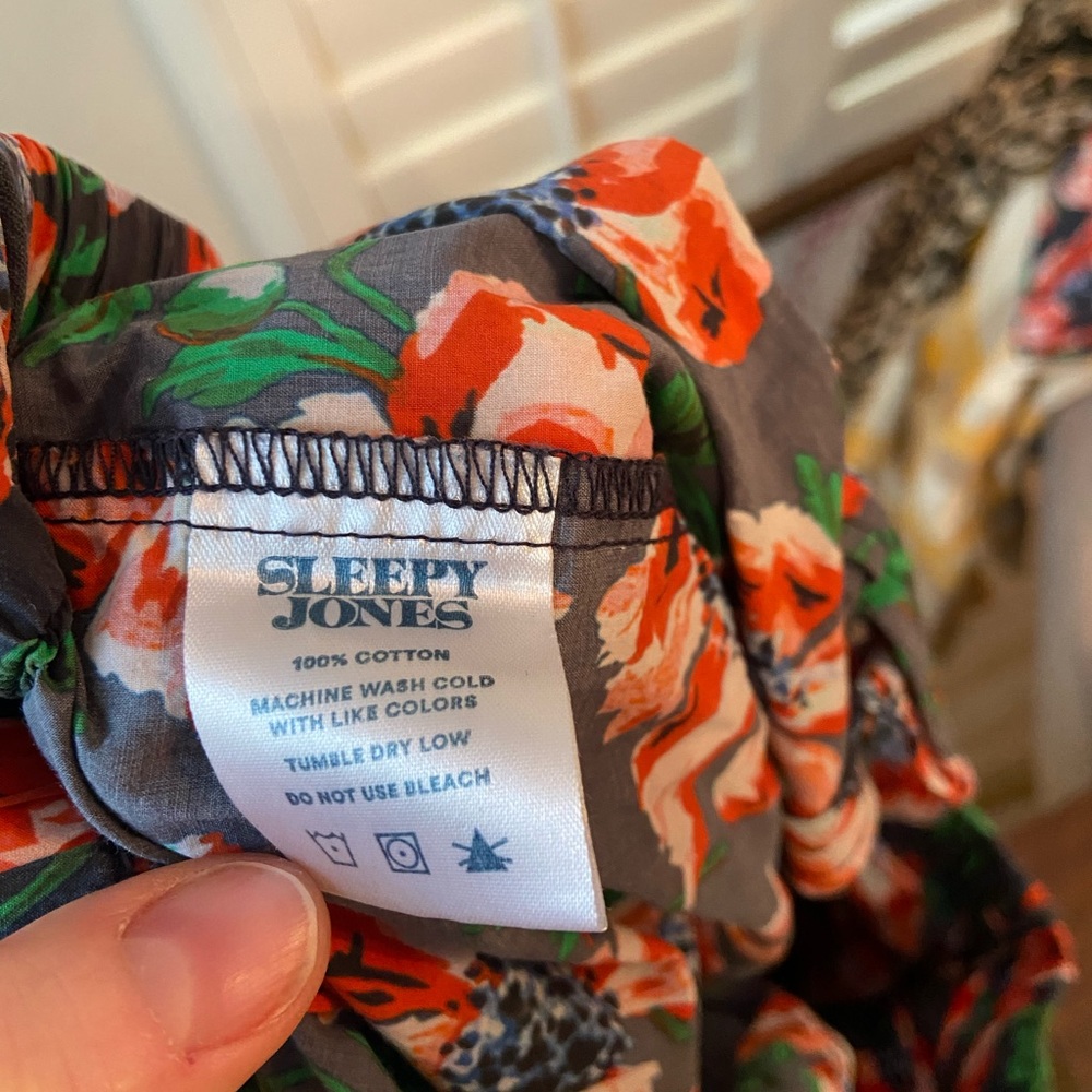 Sleepy Jones Marina Pajama Set Garden Floral Navy Cotton Size M - Picture 9 of 9